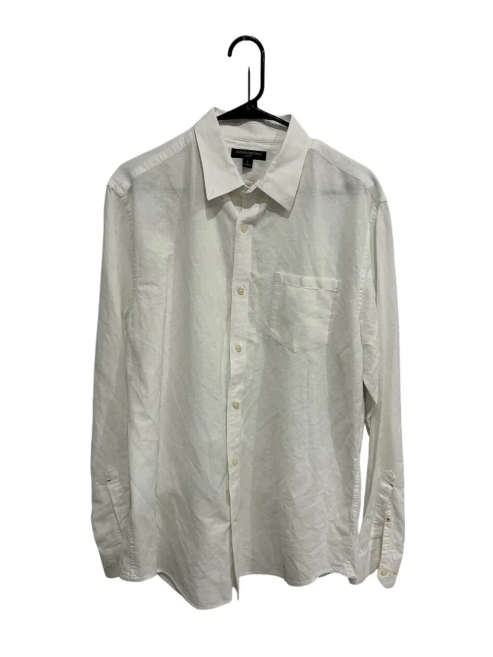 Banana Republic Large Mens White Slim Fit Button-Up Shirt Classic Minimalist